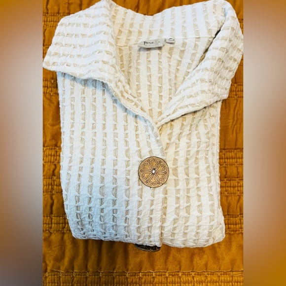 Focus Textured‎ Weave Large Button Down Blazer Lightweight Coat Size Medium - Picture 10 of 10